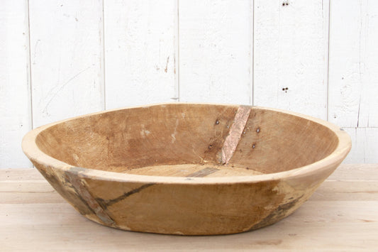 Rustic Copper Strap Antique Bowl-Antique Dough Bowl-tbgypsysoul
