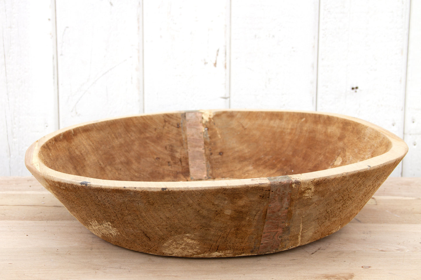 Rustic Copper Strap Antique Bowl-Antique Dough Bowl-tbgypsysoul