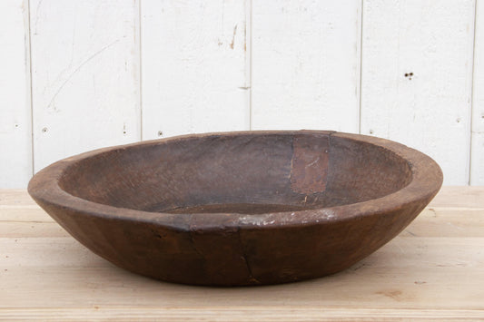 Rustic Metal Strap Wood Bowl-tbgypsysoul