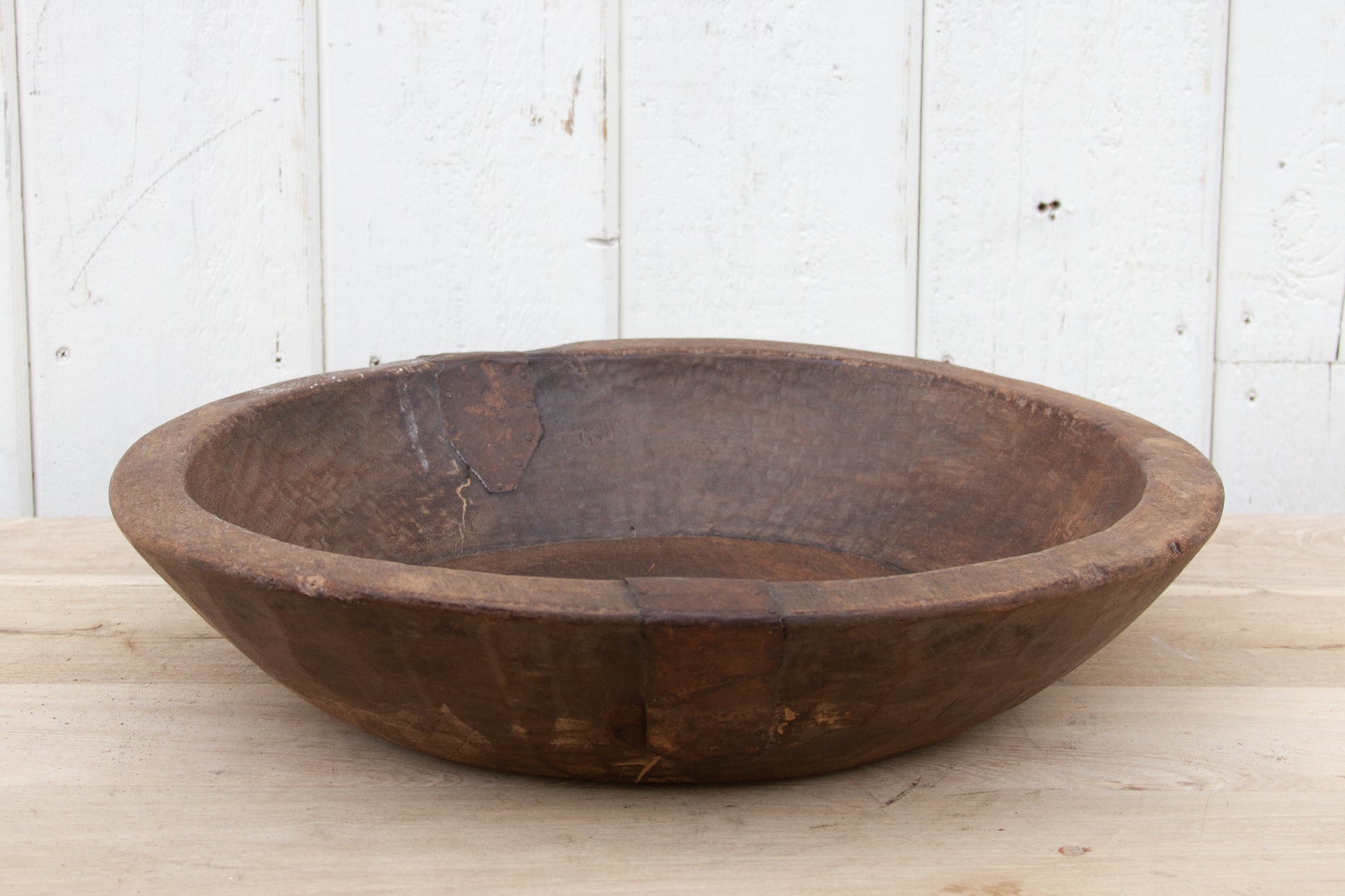 Rustic Metal Strap Wood Bowl-tbgypsysoul