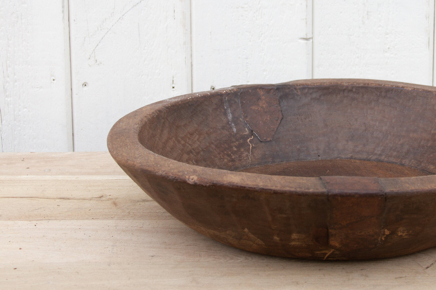 Rustic Metal Strap Wood Bowl-tbgypsysoul