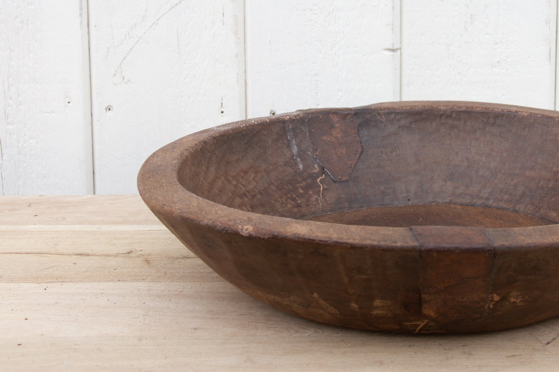 Rustic Metal Strap Wood Bowl-tbgypsysoul
