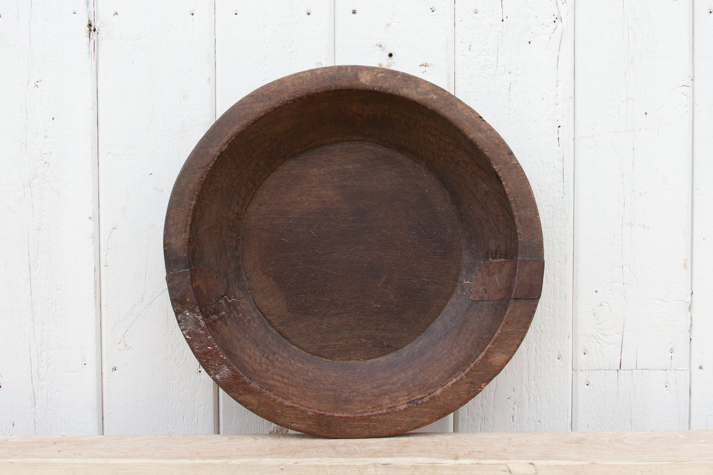 Rustic Metal Strap Wood Bowl-tbgypsysoul