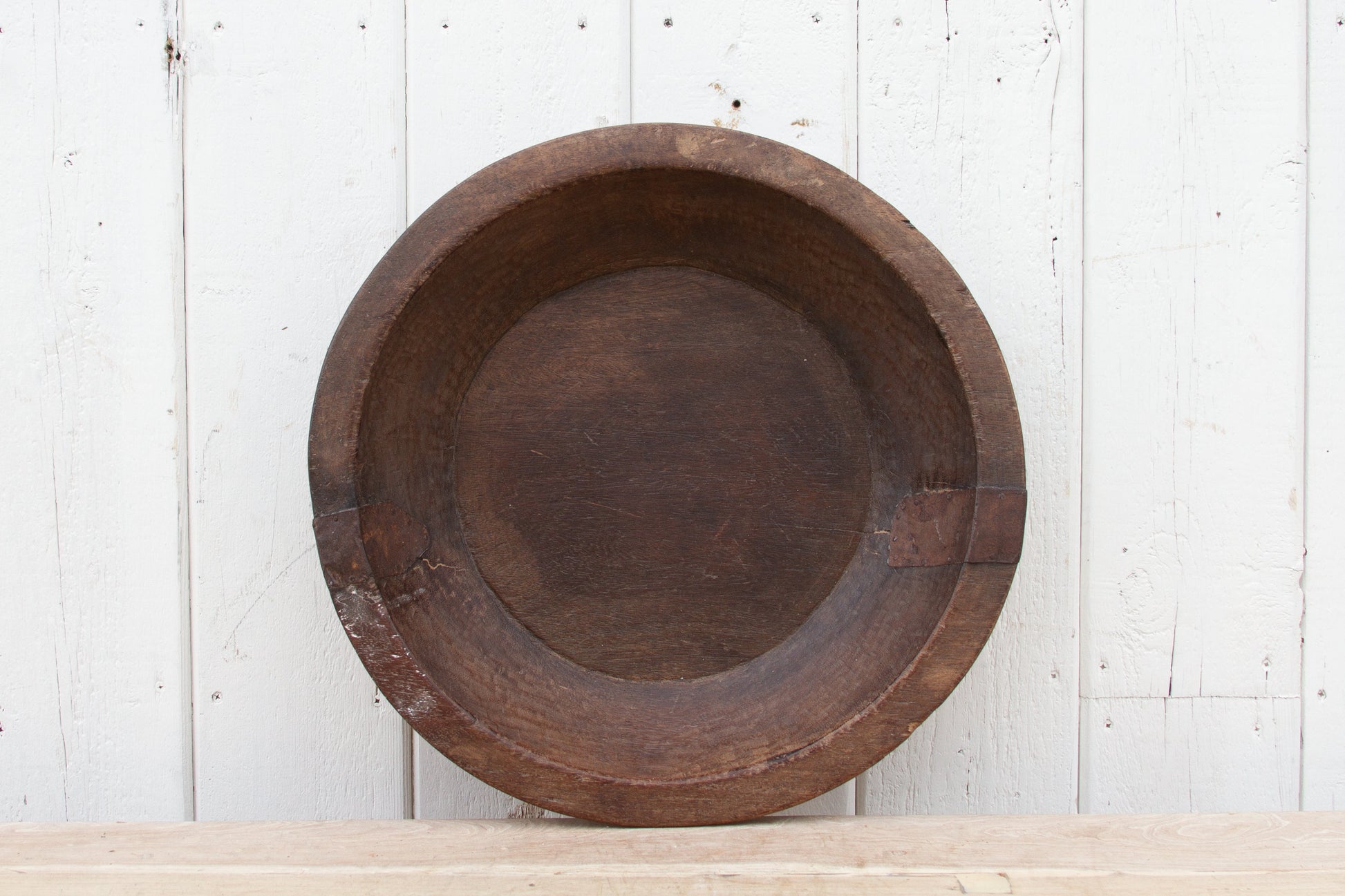 Rustic Metal Strap Wood Bowl-tbgypsysoul