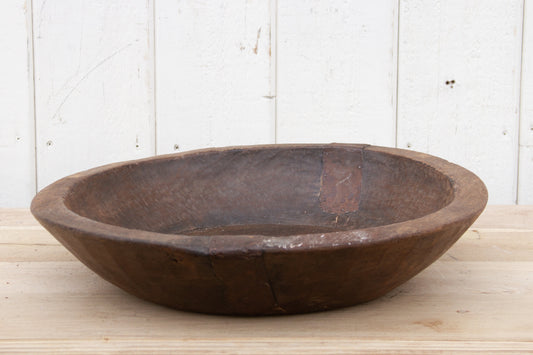 Rustic Metal Strap Wood Bowl-tbgypsysoul