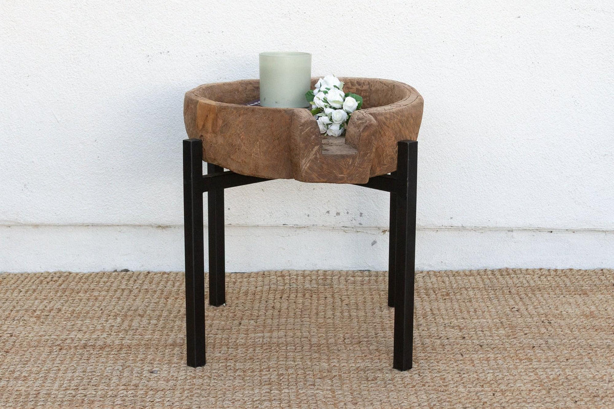 Rustic Modern Antique Bowl Table-Side Tables-tbgypsysoul