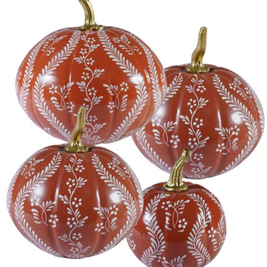 Rusty Red Pumpkin with White Floral and Vine-Shop-tbgypsysoul