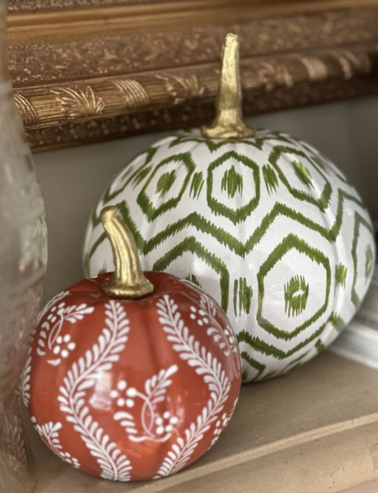 Rusty Red Pumpkin with White Floral and Vine-Shop-tbgypsysoul