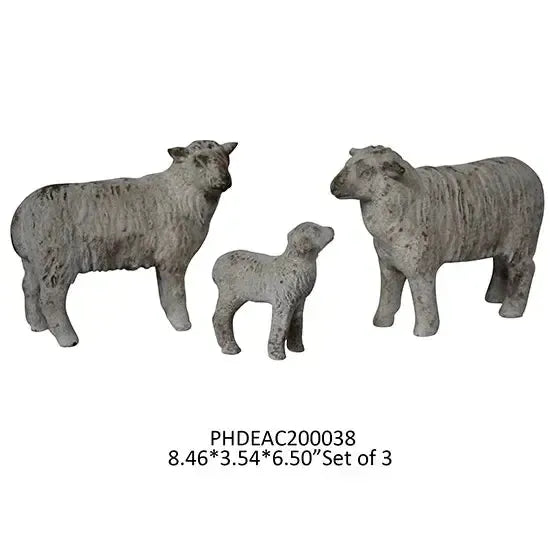 SHEEP FAMILY FLOCK SET OF 3-Sculptures & Statues-tbgypsysoul