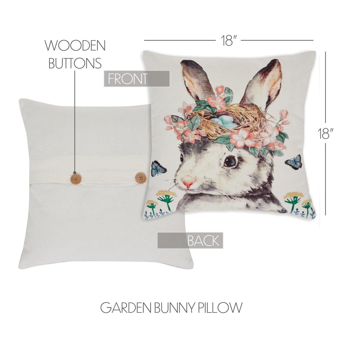 Spring Hare Pillow 18 x 18-Pillows-tbgypsysoul