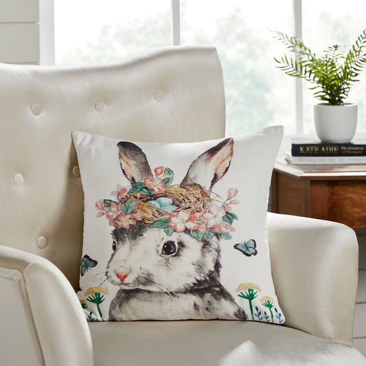 Spring Hare Pillow 18 x 18-Pillows-tbgypsysoul