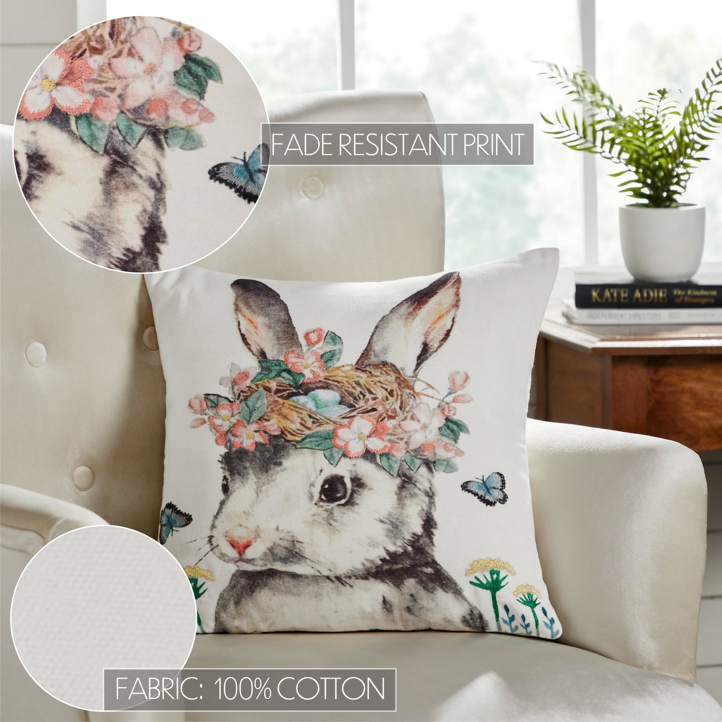 Spring Hare Pillow 18 x 18-Pillows-tbgypsysoul
