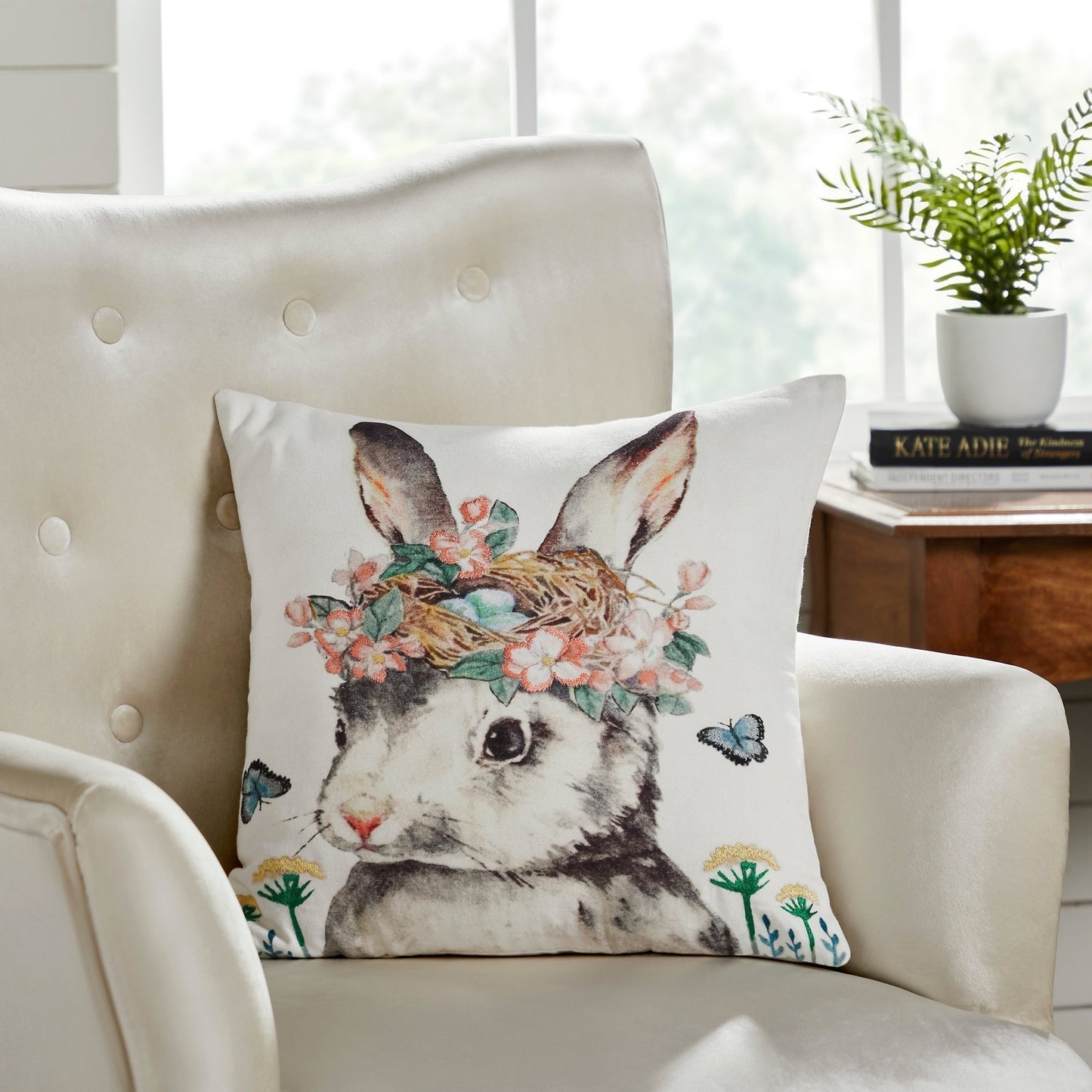 Spring Hare Pillow 18 x 18-Pillows-tbgypsysoul