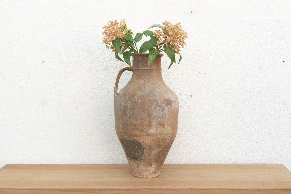 Tall Antique French Rustic Terracotta Jar-Vase-tbgypsysoul