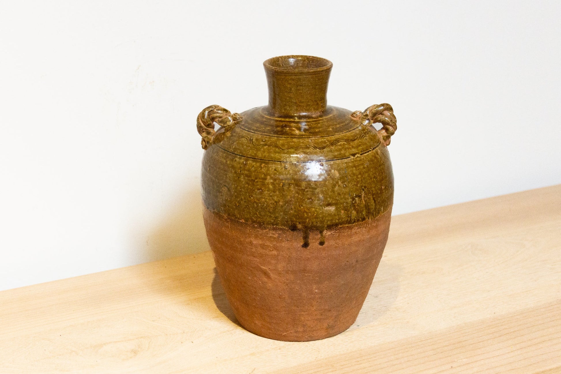 Tall Vintage Brown Stoneware Vase-Terracotta Stoneware Vase-tbgypsysoul
