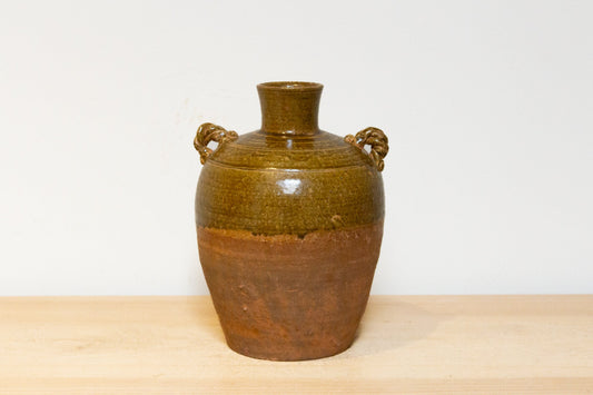 Tall Vintage Brown Stoneware Vase-Terracotta Stoneware Vase-tbgypsysoul