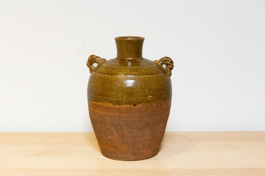 Tall Vintage Brown Stoneware Vase-Terracotta Stoneware Vase-tbgypsysoul