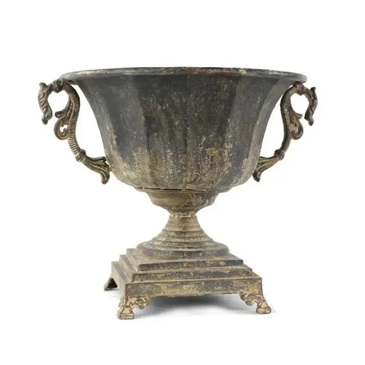 Distressed Black Iron Urn-tbgypsysoul