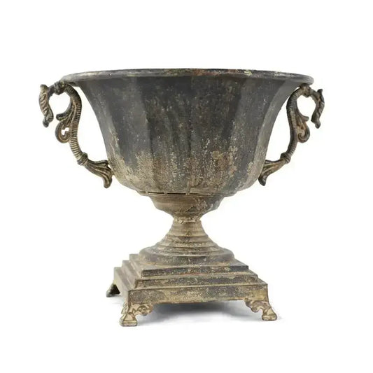 Distressed Black Iron Urn-tbgypsysoul
