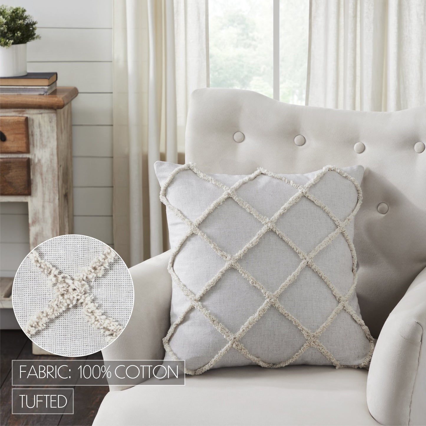 The Frayed Farmhouse Lattice Pillow 20 x 20-Pillows-tbgypsysoul