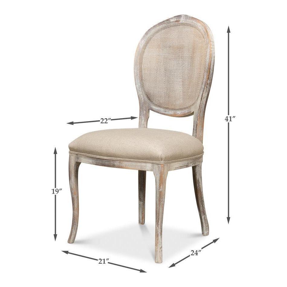 The French Country Cane Back Chair - Grey Oak, Hopsack-Dining Chair-tbgypsysoul