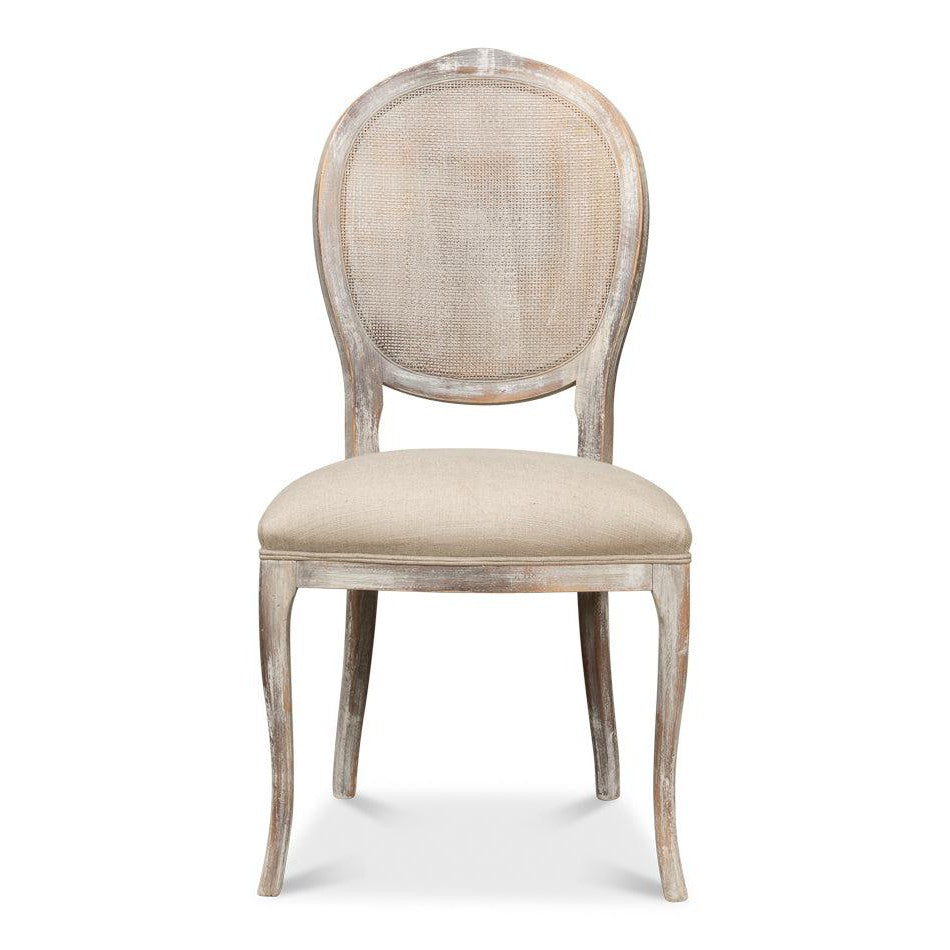 The French Country Cane Back Chair - Grey Oak, Hopsack-Dining Chair-tbgypsysoul