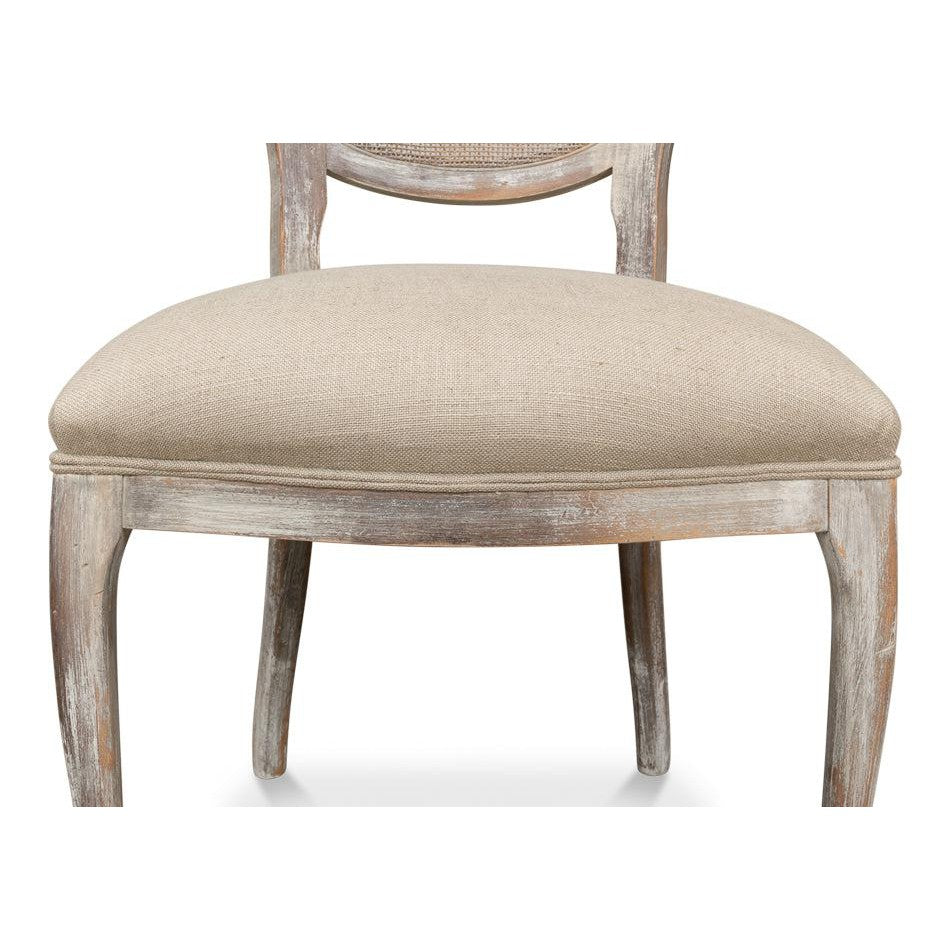 The French Country Cane Back Chair - Grey Oak, Hopsack-Dining Chair-tbgypsysoul