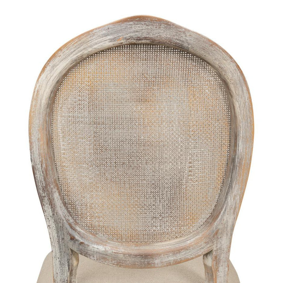 The French Country Cane Back Chair - Grey Oak, Hopsack-Dining Chair-tbgypsysoul