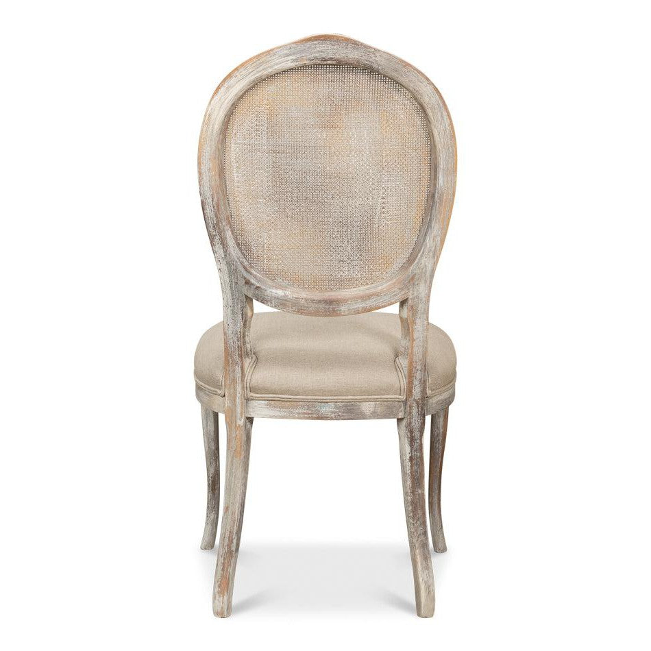 The French Country Cane Back Chair - Grey Oak, Hopsack-Dining Chair-tbgypsysoul