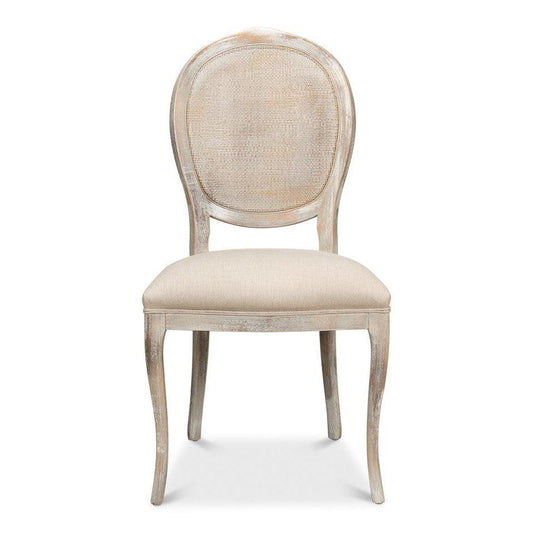 The French Country Cane Back Chair - Grey Oak, Flax-Dining Chair-tbgypsysoul