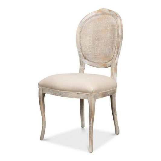 The French Country Cane Back Chair - Grey Oak, Flax-Dining Chair-tbgypsysoul