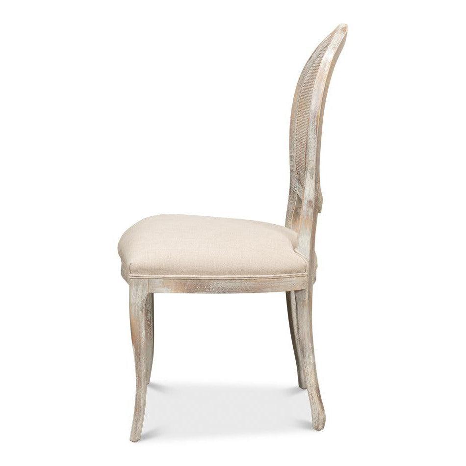 The French Country Cane Back Chair - Grey Oak, Flax-Dining Chair-tbgypsysoul