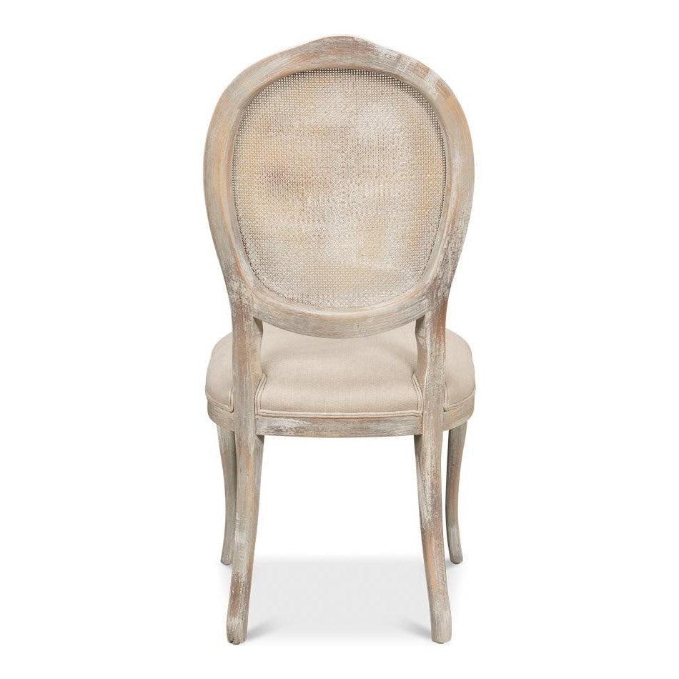 The French Country Cane Back Chair - Grey Oak, Flax-Dining Chair-tbgypsysoul