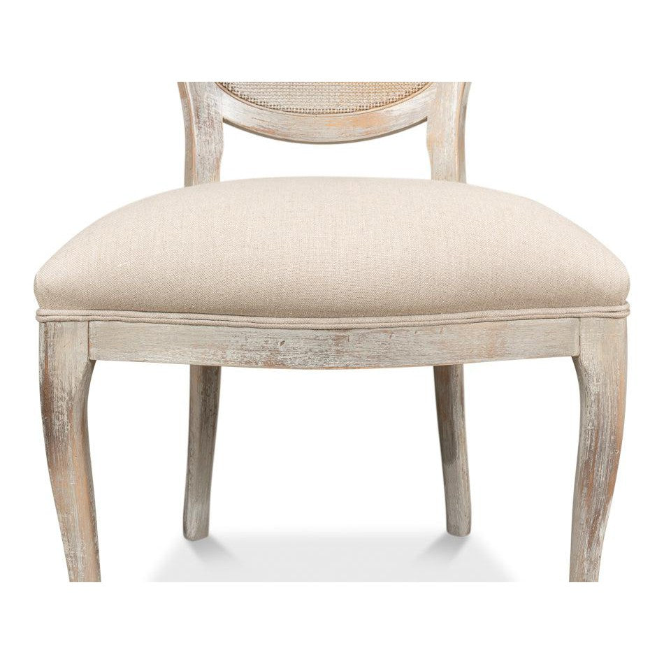The French Country Cane Back Chair - Grey Oak, Flax-Dining Chair-tbgypsysoul