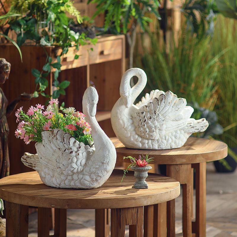 Vintage-Style Swan Planter-tbgypsysoul