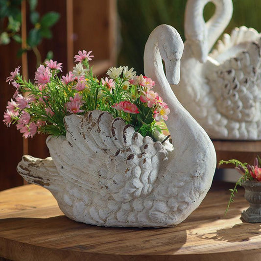 Vintage-Style Swan Planter-tbgypsysoul