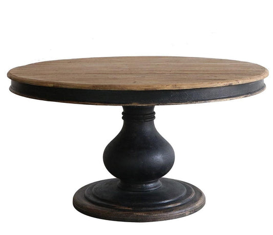 Vidalia Natural Top with Black Pedestal Base 59" Dining Table-Dining Table-tbgypsysoul