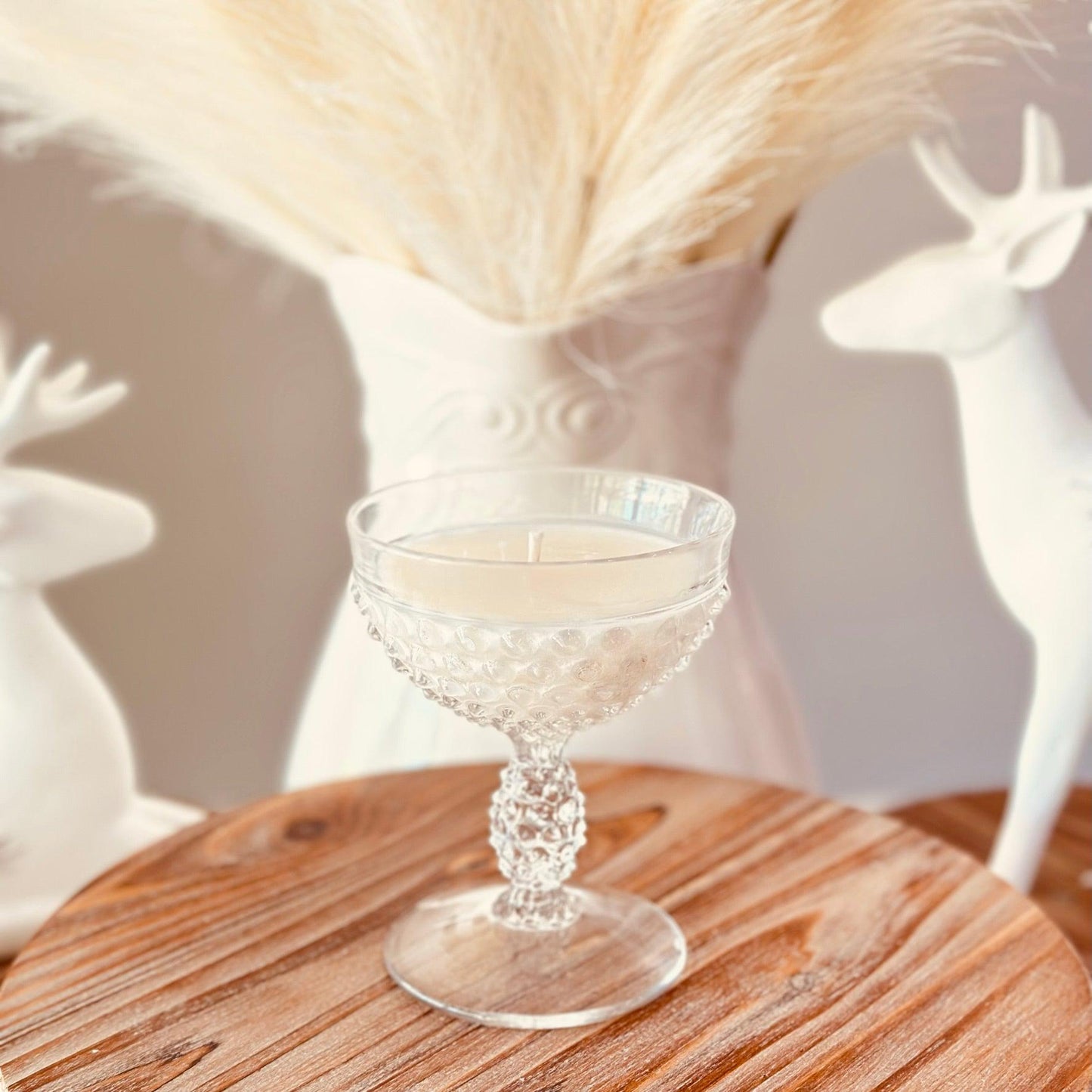 Vintage Hobnail Champagne Glass - Southern Amaretto-Vintage Glass Candles-tbgypsysoul