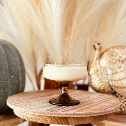 Vintage Midcentury Modern Smokey Champagne Glass - Vintage Pumpkin Bourbon-Vintage Glass Candles-tbgypsysoul