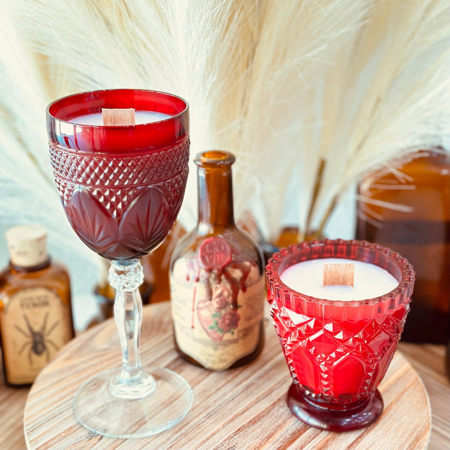 Vintage Red Glass Goblet - Blood Moon-Vintage Glass Candles-tbgypsysoul