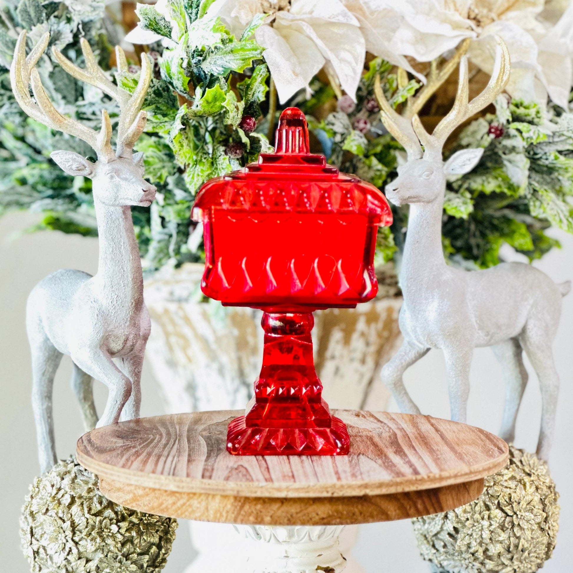 red glass candle