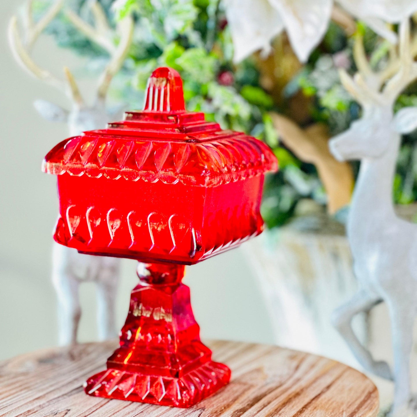 red glass candle