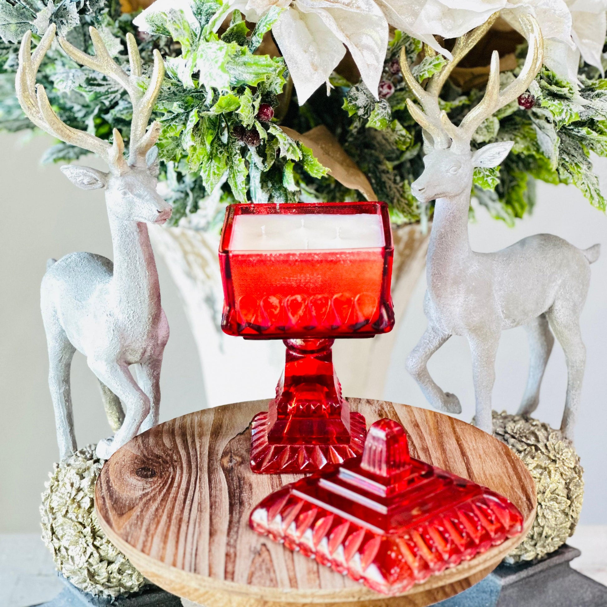 red glass candle