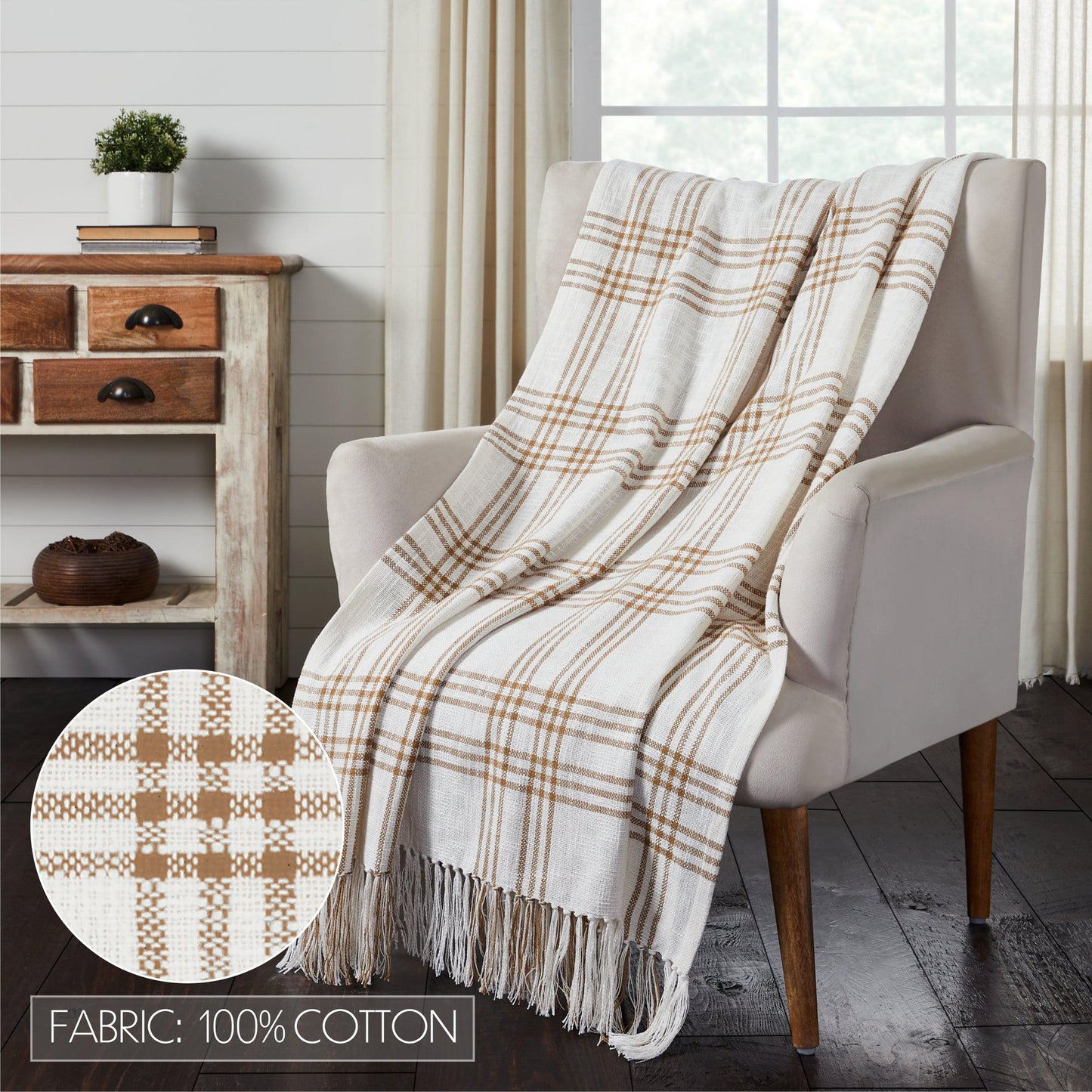Wheat Plaid Woven Throw-Throw Pillow-tbgypsysoul