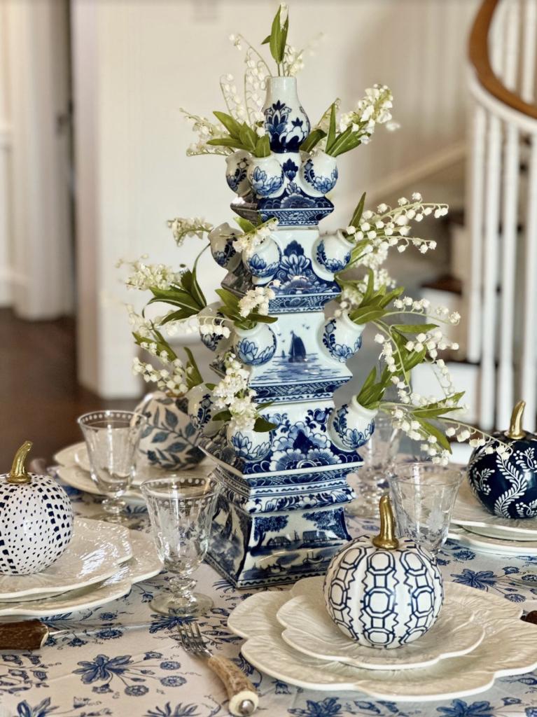 White Pumpkin with Blue Trellis-Shop-tbgypsysoul