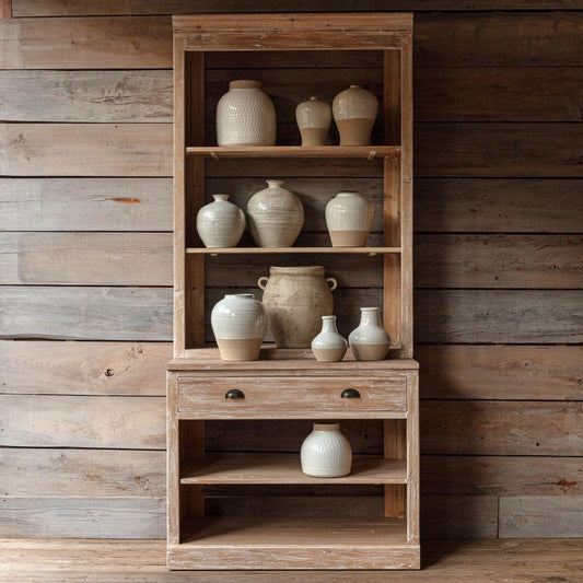 WHITE WASHED BAKERY WALL UNIT-Cabinet-tbgypsysoul