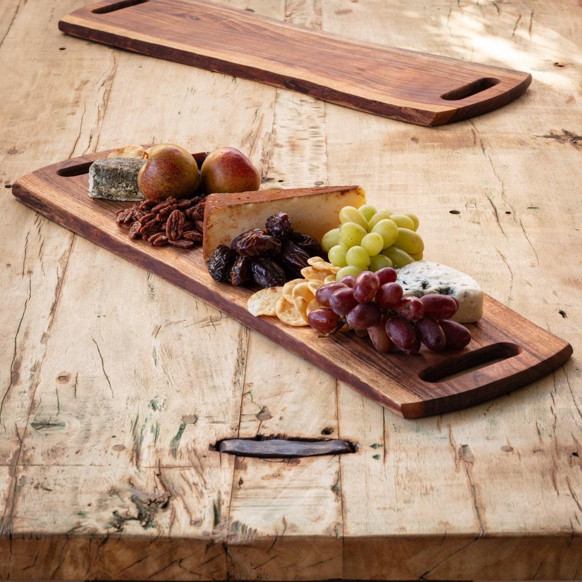 Wooden Live Edge Serving Board with Handles – 27.5” Rustic Charcuterie & Cheese Board-tbgypsysoul