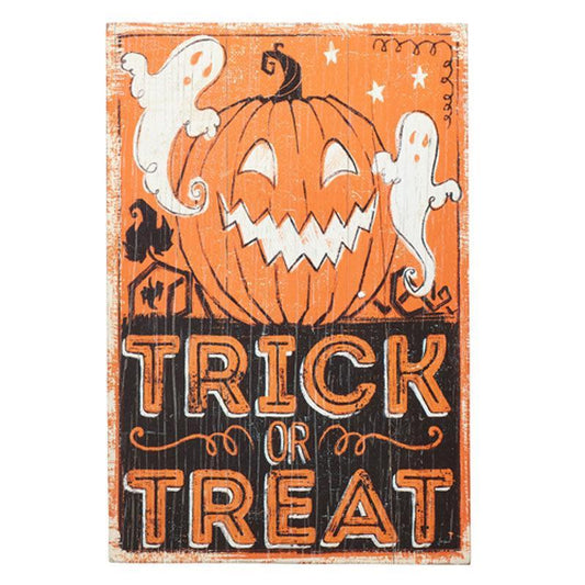 18" Trick or Treat Vintage Inspired Halloween Textured Wall Art-Seasonal Decor, Halloween-tbgypsysoul
