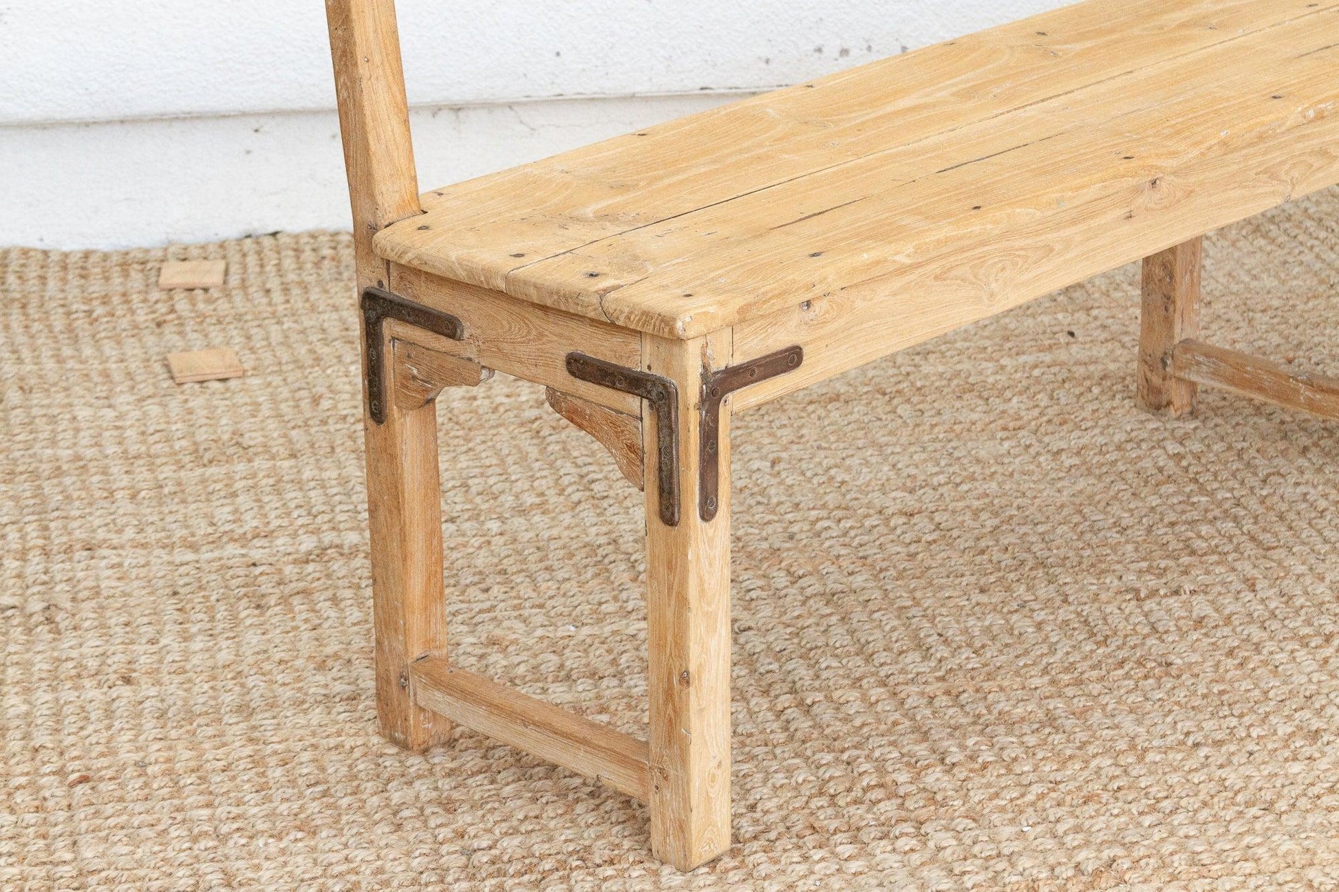1860's French Bleached Wood Long Bench-Bench-tbgypsysoul