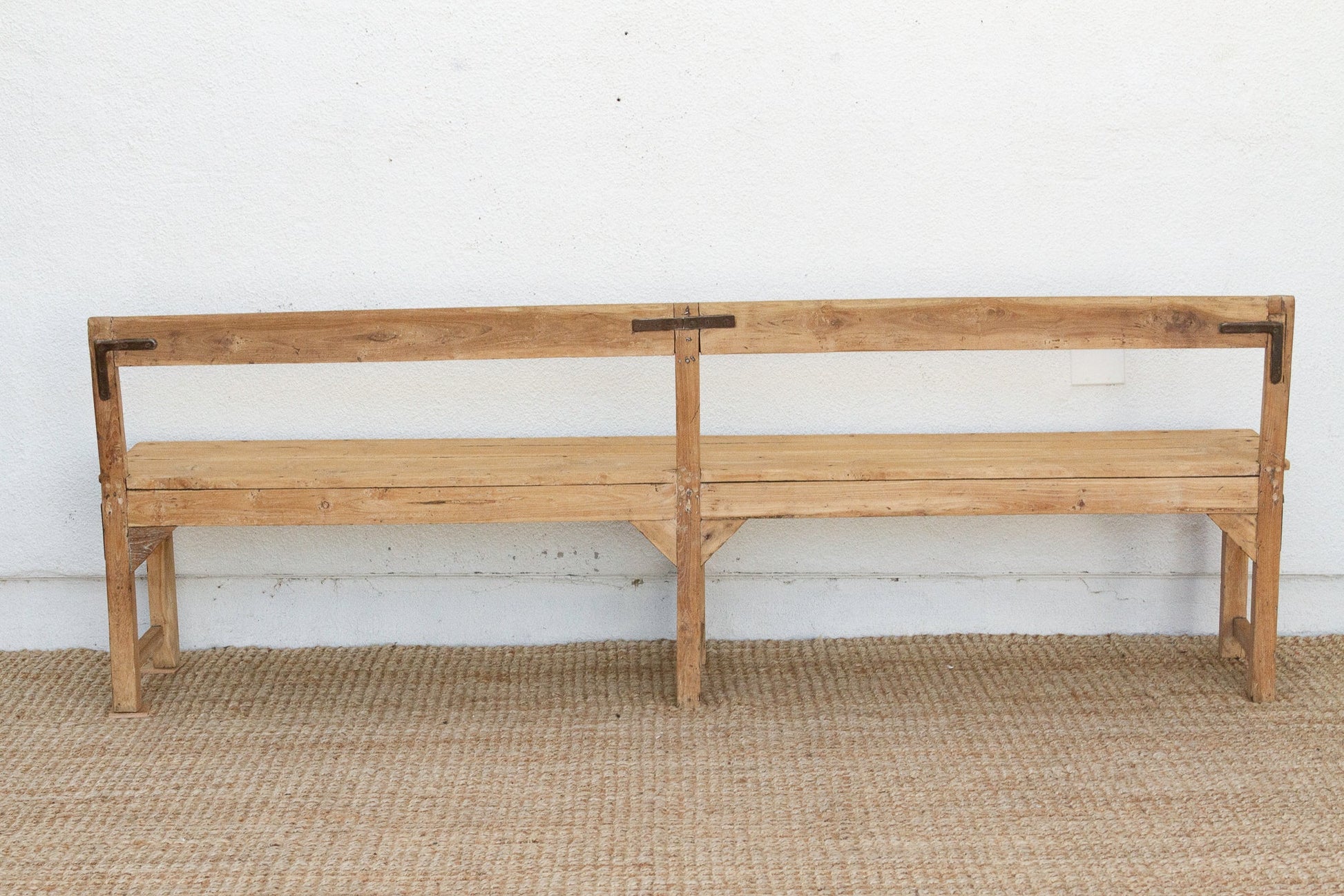 1860's French Bleached Wood Long Bench-Bench-tbgypsysoul